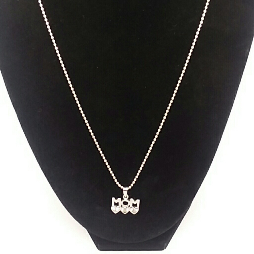Silver-Tone "Mom" Necklace